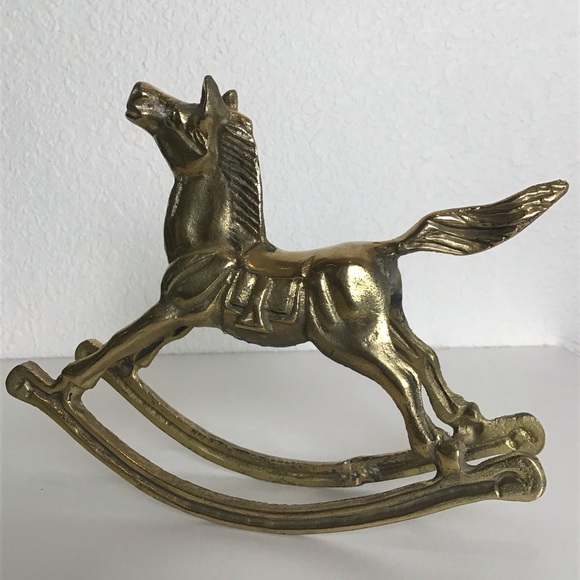 One Pair of Vintage Brass Rocking Horses - Picture 4 of 10